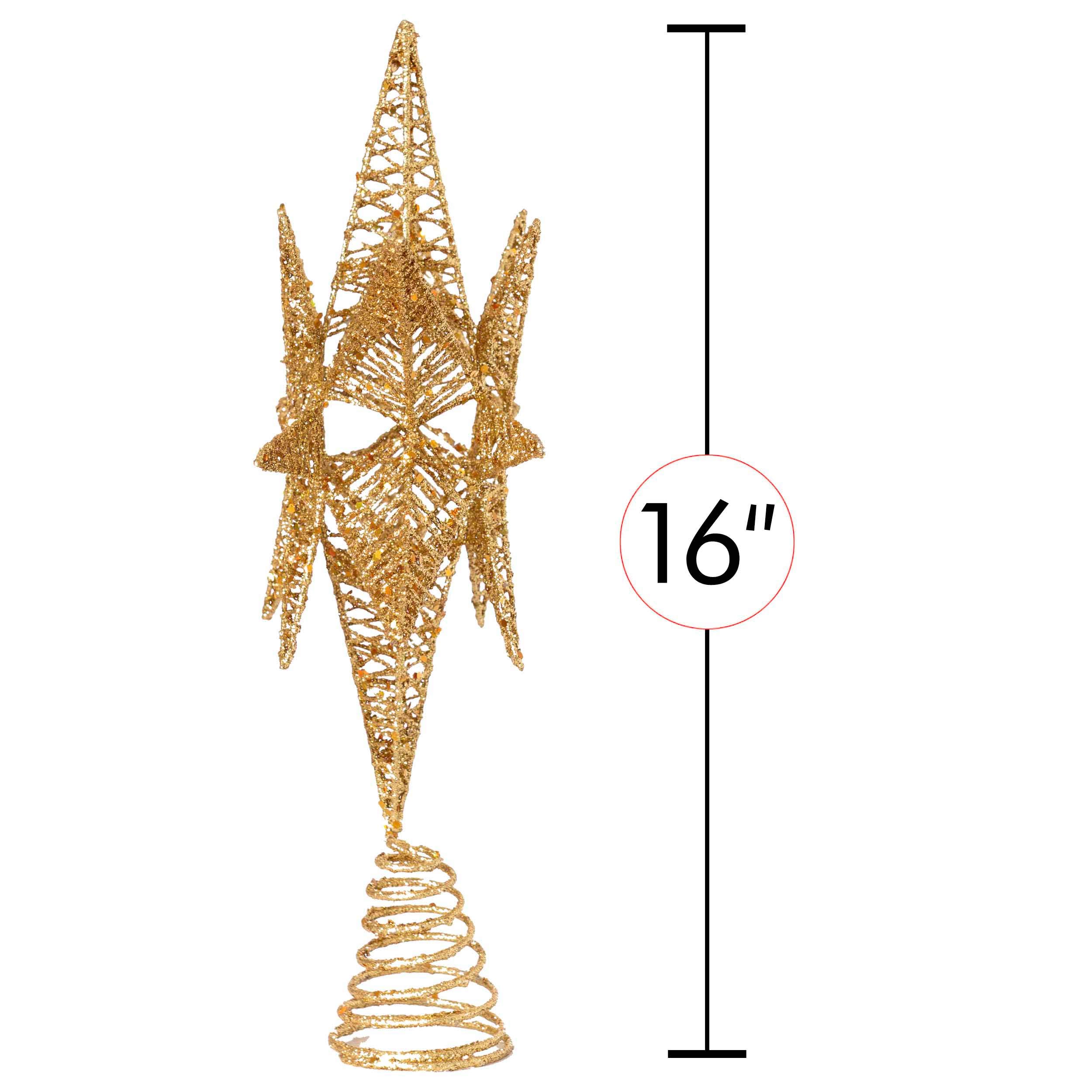 Foto 7 pulgar | Decoración Para Árbol De Navidad Con Purpurina 3d Con Forma De Estrella Dorada - Venta Internacional.