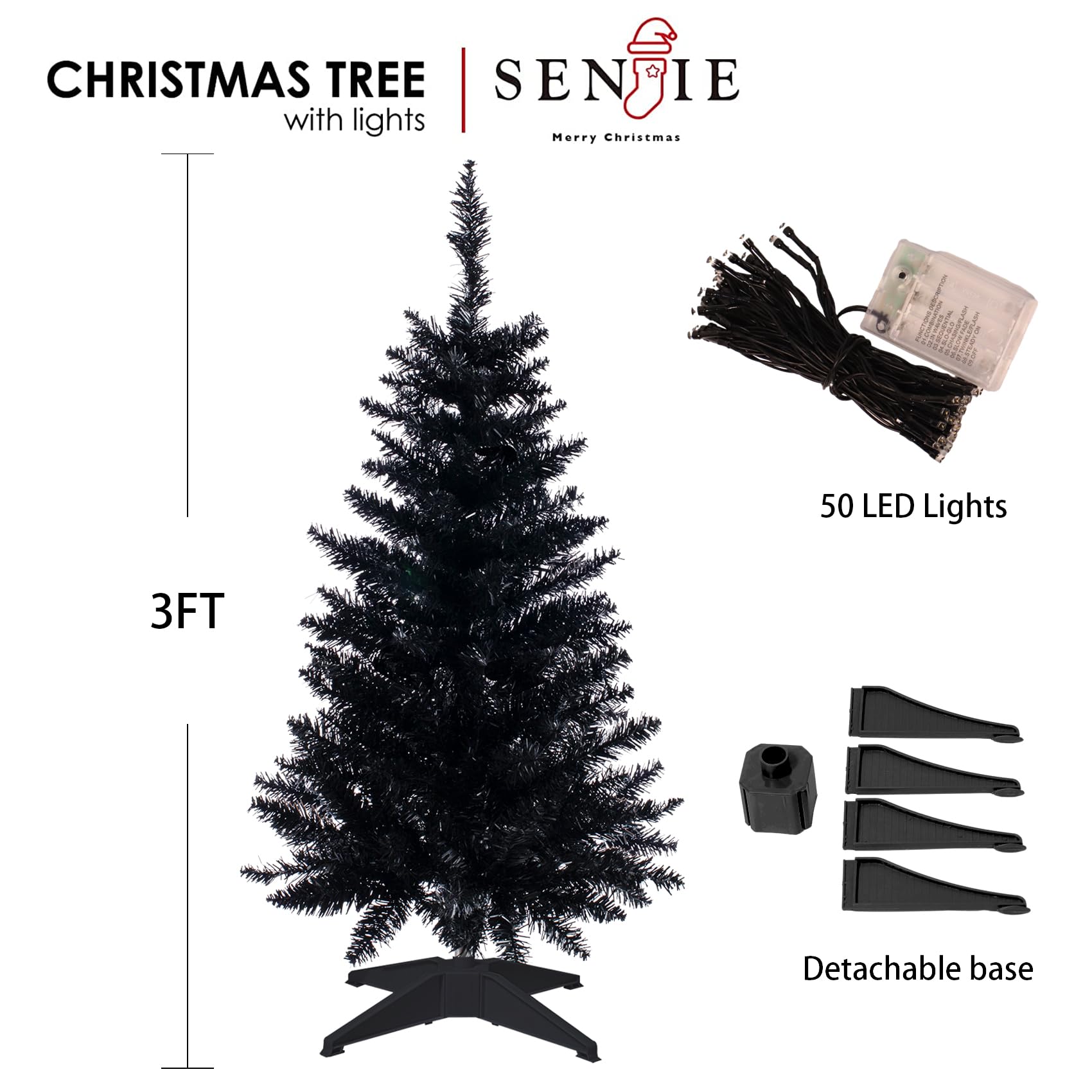 Foto 2 | Árbol De Navidad Artificial Senjie De 90 Cm Con 160 Puntas De Rama - Venta Internacional.