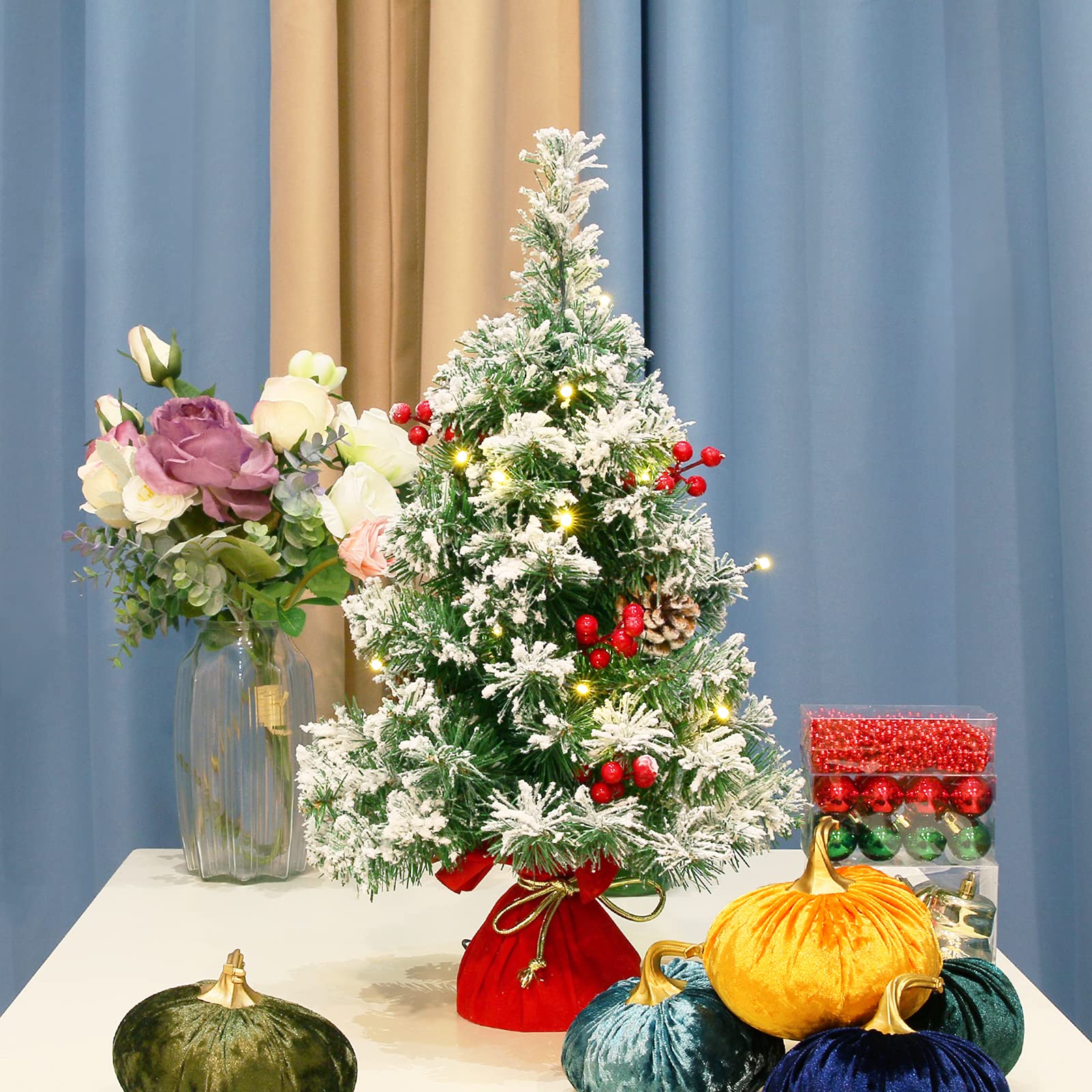 Foto 4 pulgar | Árbol De Navidad Sunnyglade Con Estampado De Nieve, 55 Cm, 30 Luces - Venta Internacional.