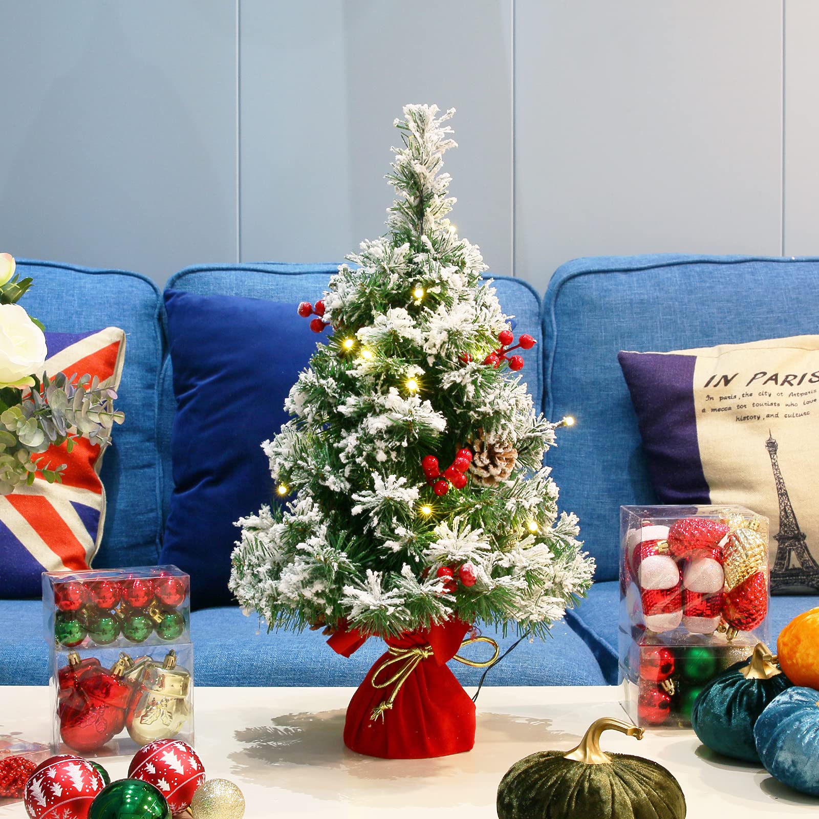 Foto 5 pulgar | Árbol De Navidad Sunnyglade Con Estampado De Nieve, 55 Cm, 30 Luces - Venta Internacional.