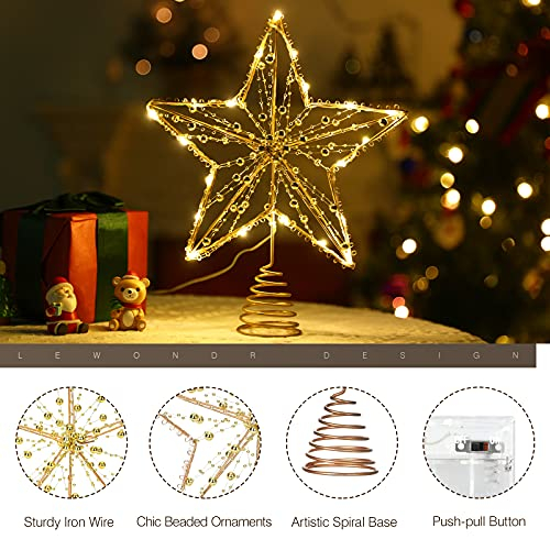 Foto 4 pulgar | Decoración Para Árbol De Navidad Lewondr Christmas Star Con Luces, 30 Cm - Venta Internacional.