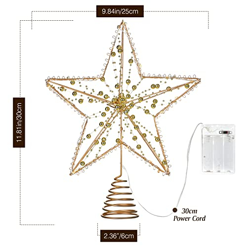 Foto 8 pulgar | Decoración Para Árbol De Navidad Lewondr Christmas Star Con Luces, 30 Cm - Venta Internacional.