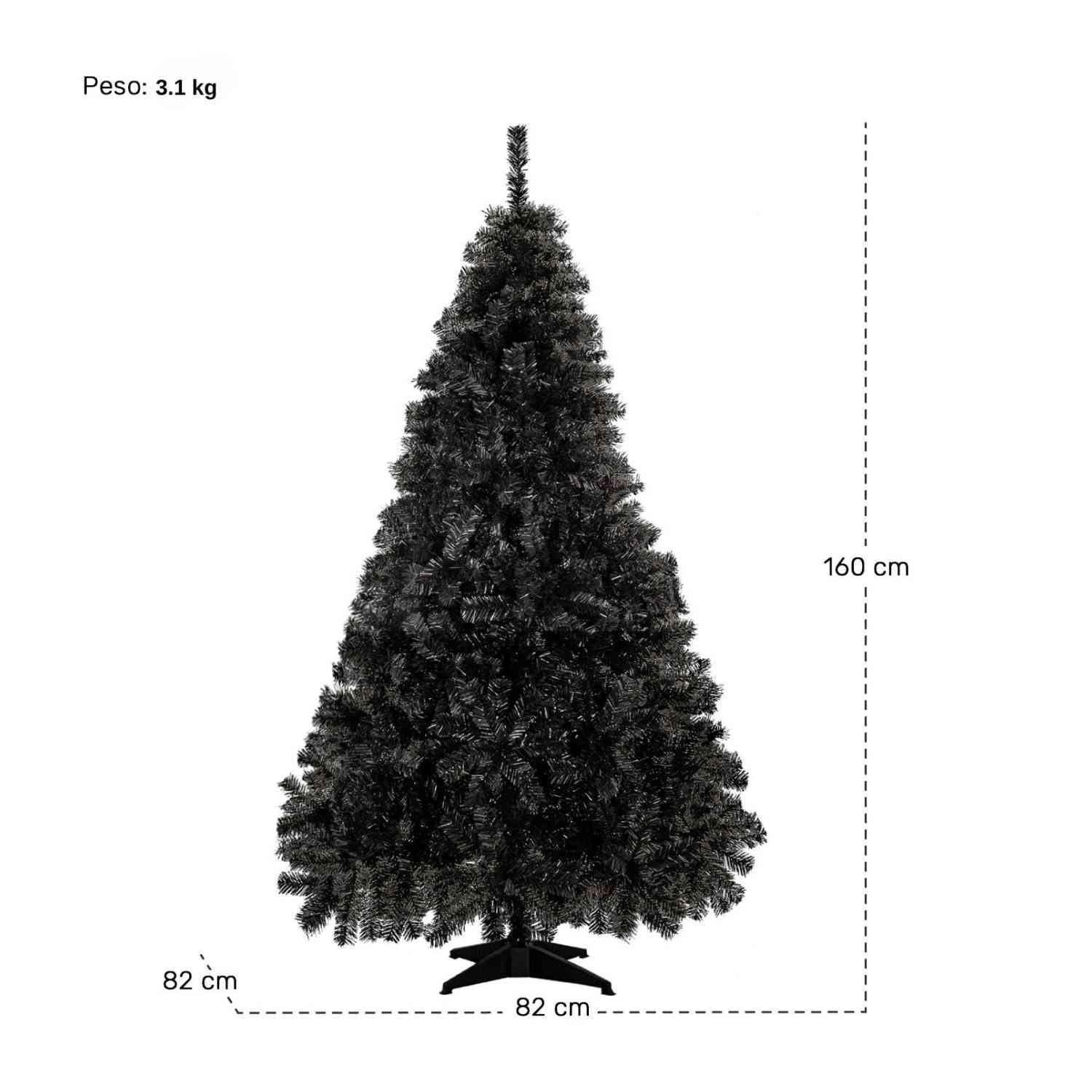 Foto 5 | Arbol De Navidad Negro Pino Navideño 1.60 Metros 650 Ramas