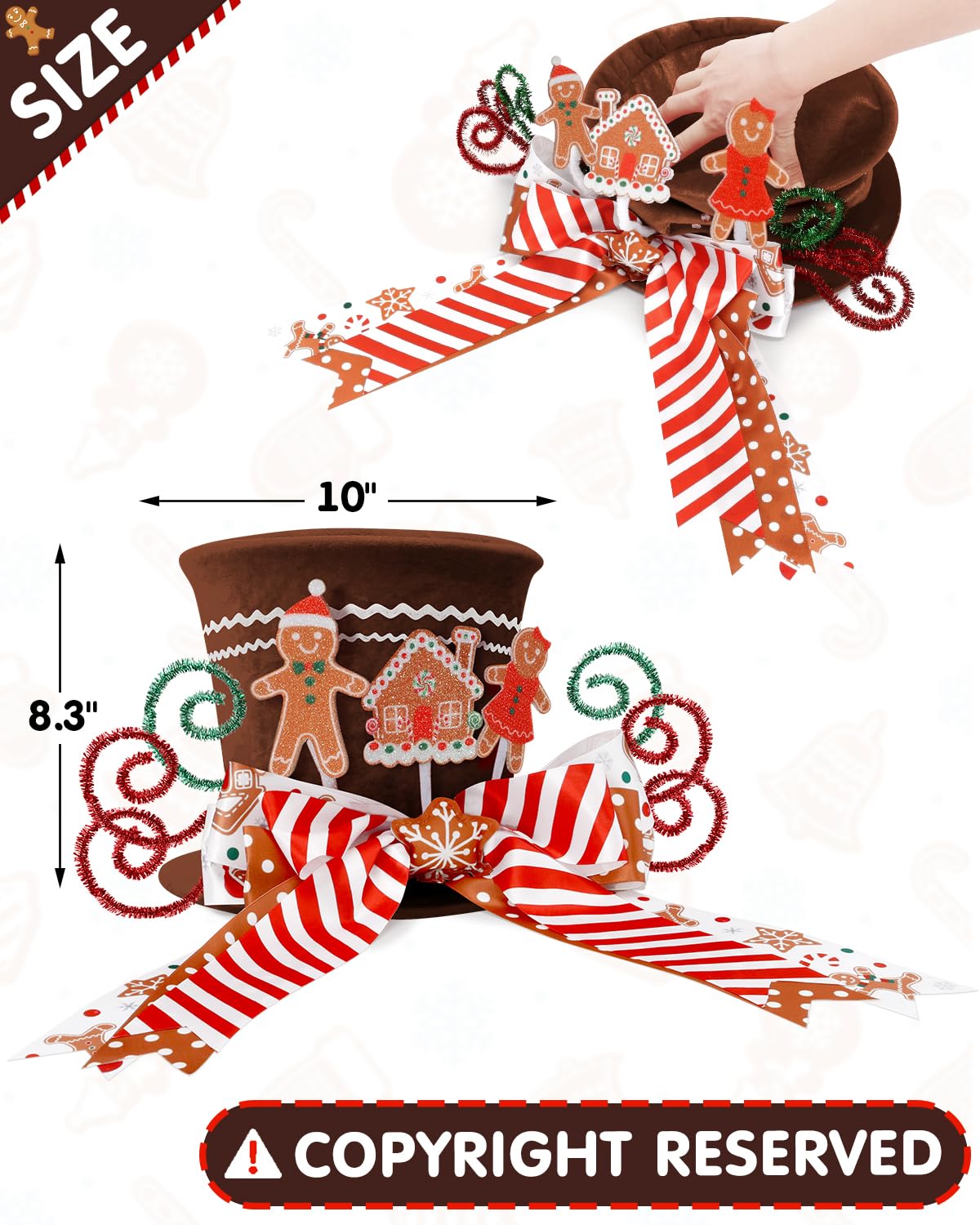 Foto 4 pulgar | Sombrero De Copa De Pan De Jengibre Ciyvolyeen Con Adorno Para Árbol De Navidad - Venta Internacional.
