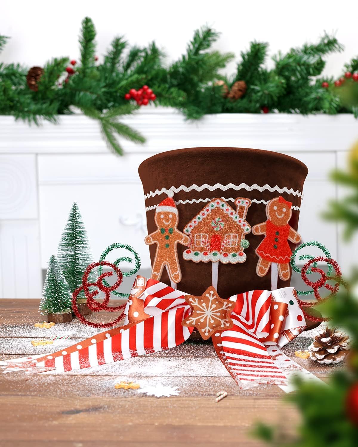 Foto 7 pulgar | Sombrero De Copa De Pan De Jengibre Ciyvolyeen Con Adorno Para Árbol De Navidad - Venta Internacional.