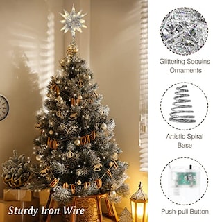 Foto 4 | Decoración Para Árbol De Navidad Lewondr Con Forma De Estrella Geométrica 3d Con Luz Led - Venta Internacional.
