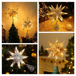 Foto 6 | Decoración Para Árbol De Navidad Lewondr Con Forma De Estrella Geométrica 3d Con Luz Led - Venta Internacional.
