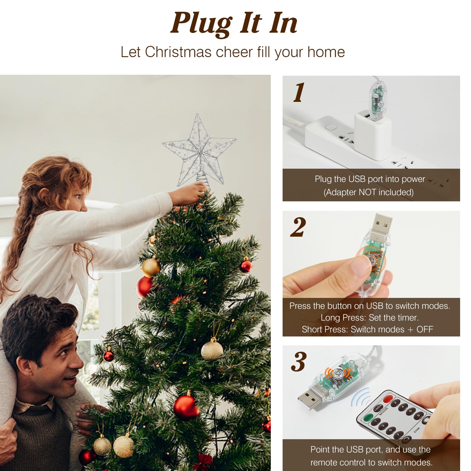 Foto 6 pulgar | Mando A Distancia Usb Lewondr Para Adornar El Árbol De Navidad - Venta Internacional.