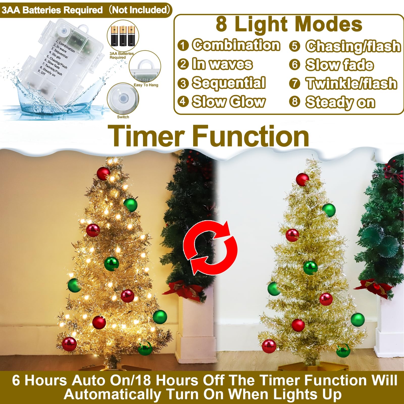 Foto 5 pulgar | [árbol De Navidad] Turnmeon De 3 Pies Con Control Remoto Y 8 Modos +  - Venta Internacional.