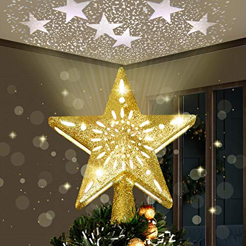 Foto 2 pulgar | Decoración Para Árbol De Navidad Joiedomi 3d Con Forma De Estrella Dorada Hueca, Iluminada - Venta Internacional.