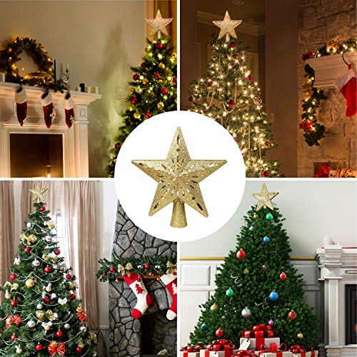 Foto 7 pulgar | Decoración Para Árbol De Navidad Joiedomi 3d Con Forma De Estrella Dorada Hueca, Iluminada - Venta Internacional.