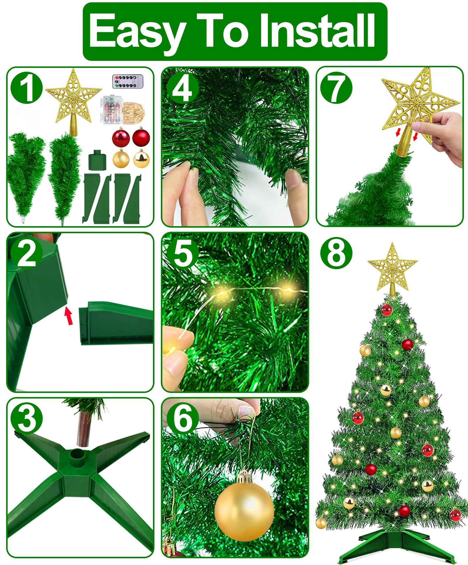 Foto 7 pulgar | [árbol De Navidad] Turnmeon De 90 Cm Con 50 Luces Cálidas Y Temporizador Fun - Venta Internacional.