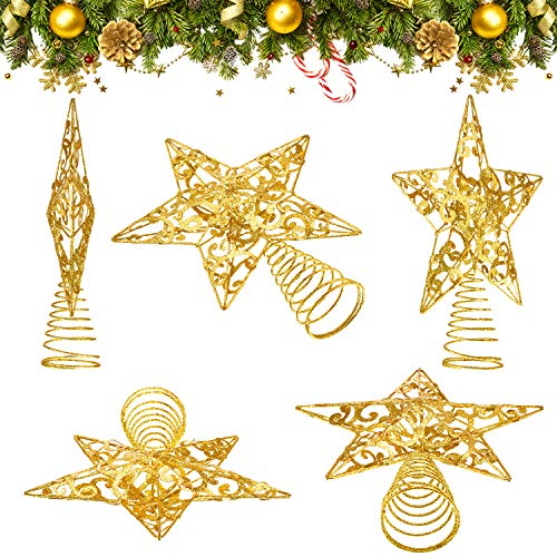 Foto 3 pulgar | Decoración Para Árbol De Navidad Con Forma De Estrella De Metal Brillante Bulu, 25 Cm (dorada) - Venta Internacional.