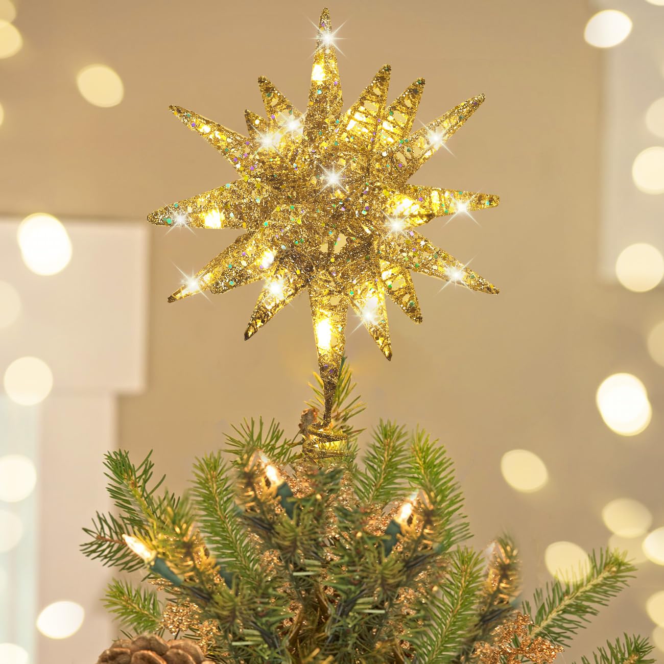 Foto 2 pulgar | Decoración Para Árbol De Navidad Luxspire Con Forma De Estrella 3d, 17 Cm - Venta Internacional.