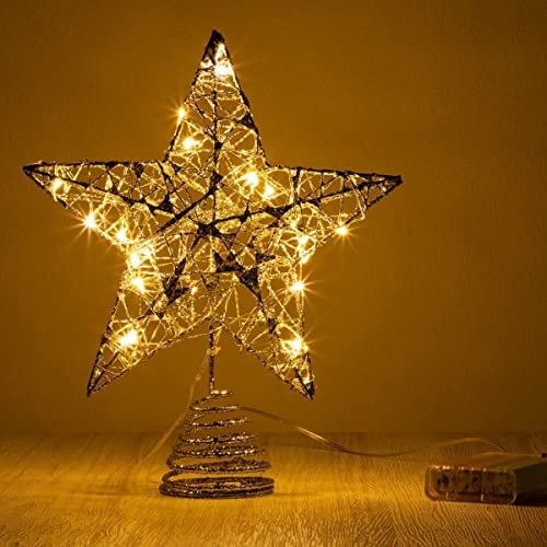 Decoración Para Árbol De Navidad Joyin Con Forma De Estrella Plateada Con Purpurina Y Luz Led - Venta Internacional. $1,212