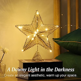 Foto 2 | Decoración Para Árbol De Navidad Con Forma De Estrella De Lewondr, Con Luces Y Lentejuelas, Color Do - Venta Intern