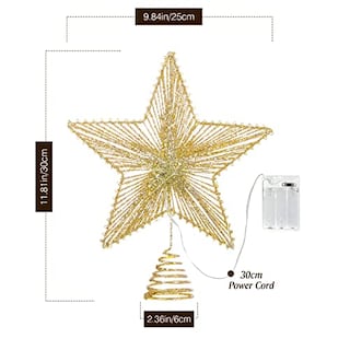 Foto 7 | Decoración Para Árbol De Navidad Con Forma De Estrella De Lewondr, Con Luces Y Lentejuelas, Color Do - Venta Intern
