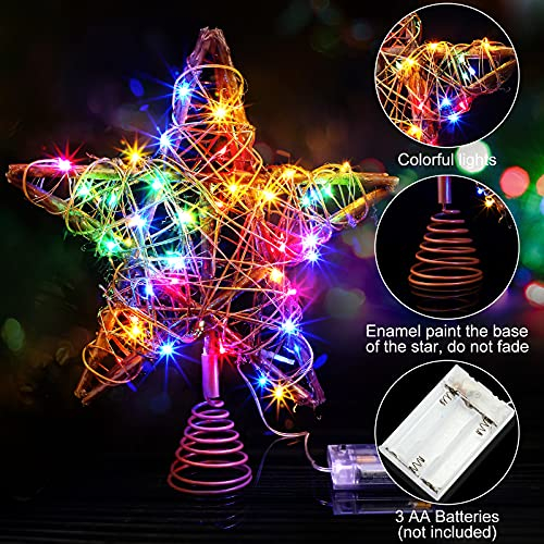 Foto 4 pulgar | Decoración Para Árbol De Navidad Con Forma De Estrella De Ratán, Color Marrón, Iluminada, 25 Cm - Venta Internacional.