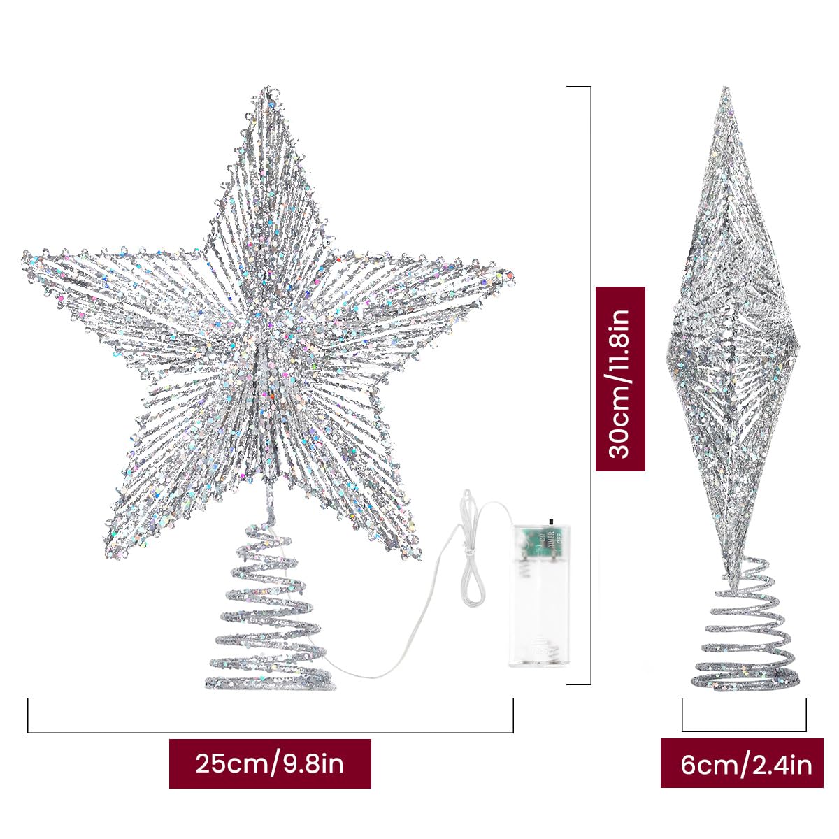 Foto 3 | Decoración Para Árbol De Navidad Luxspire, Estrella Iluminada Por Led, 30 Cm - Venta Internacional.