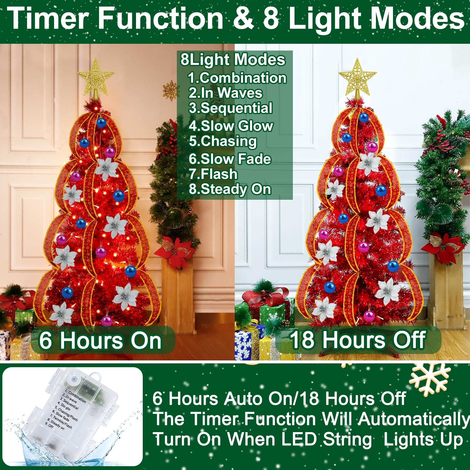 Foto 6 pulgar | Árbol De Navidad Turnmeon De 4 Pies Con Control Remoto Y Temporizador - Venta Internacional.