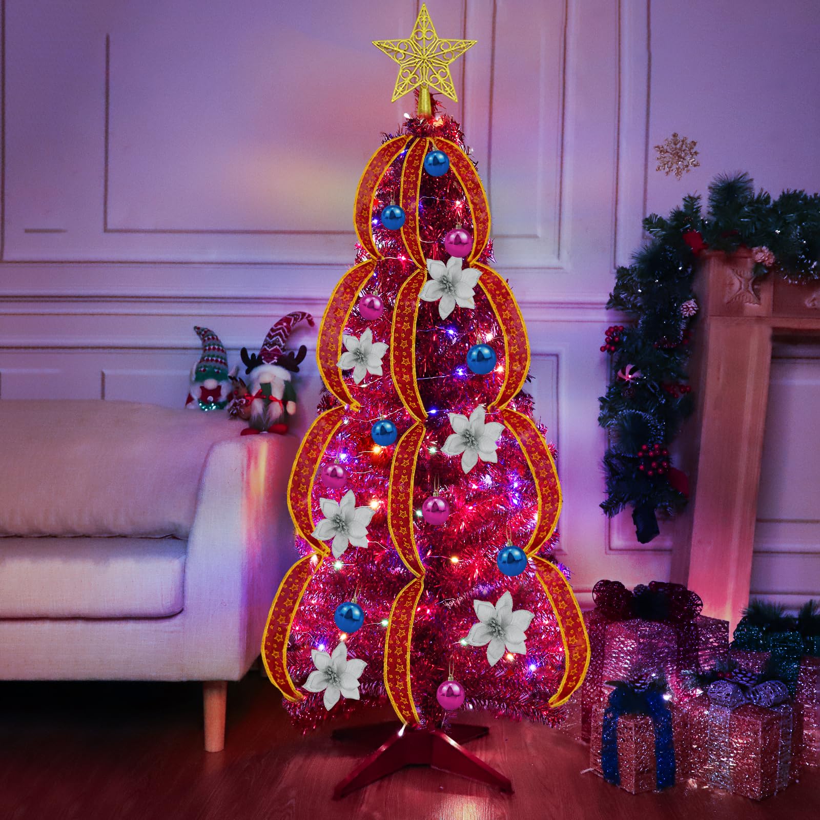 Foto 6 | Árbol De Navidad Turnmeon De 4 Pies Con Control Remoto Y Temporizador - Venta Internacional.