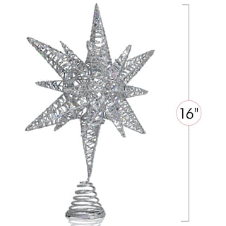 Foto 5 | Decoración Para Árbol De Navidad Con Forma De Estrella Plateada Con Purpurina 3d - Venta Internacional.