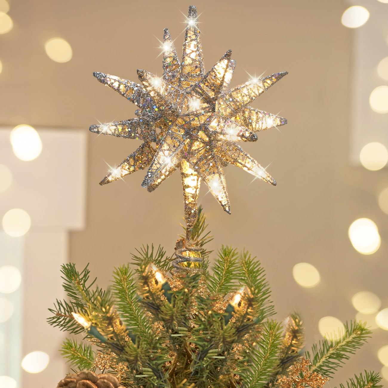 Foto 2 pulgar | Decoración Para Árbol De Navidad Luxspire Con Forma De Estrella 3d, 17 Cm - Venta Internacional.