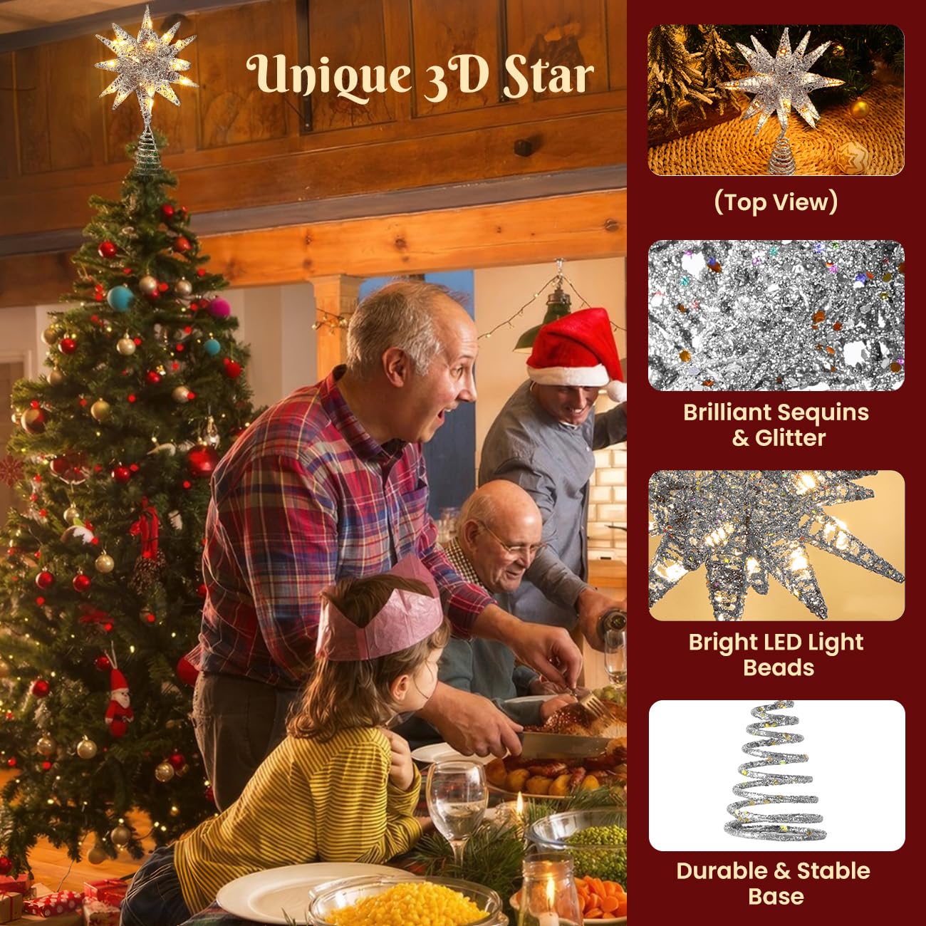 Foto 6 pulgar | Decoración Para Árbol De Navidad Luxspire Con Forma De Estrella 3d, 17 Cm - Venta Internacional.