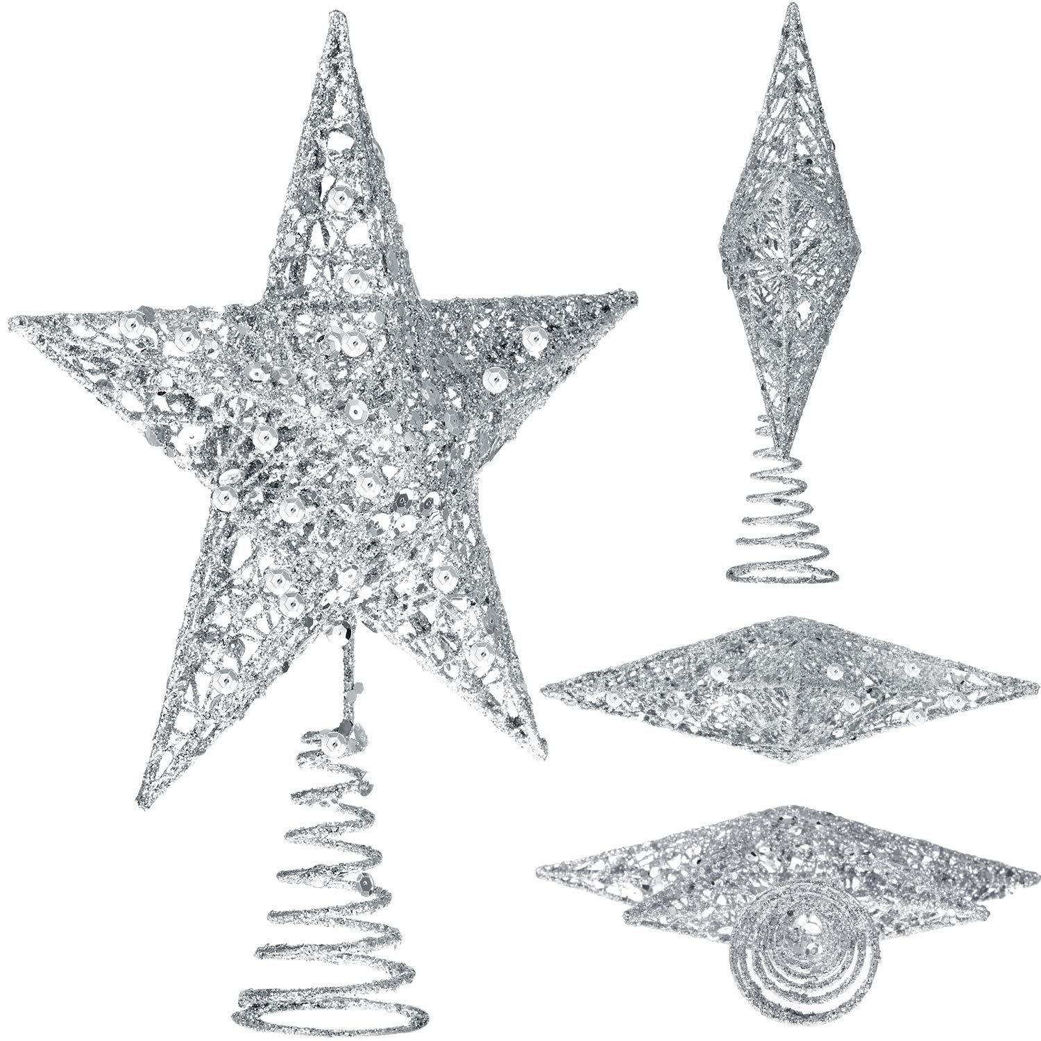 Foto 3 pulgar | Decoración Para Árbol De Navidad Con Forma De Estrella Blulu, Metal Con Purpurina, 2 Piezas - Venta Internacional.