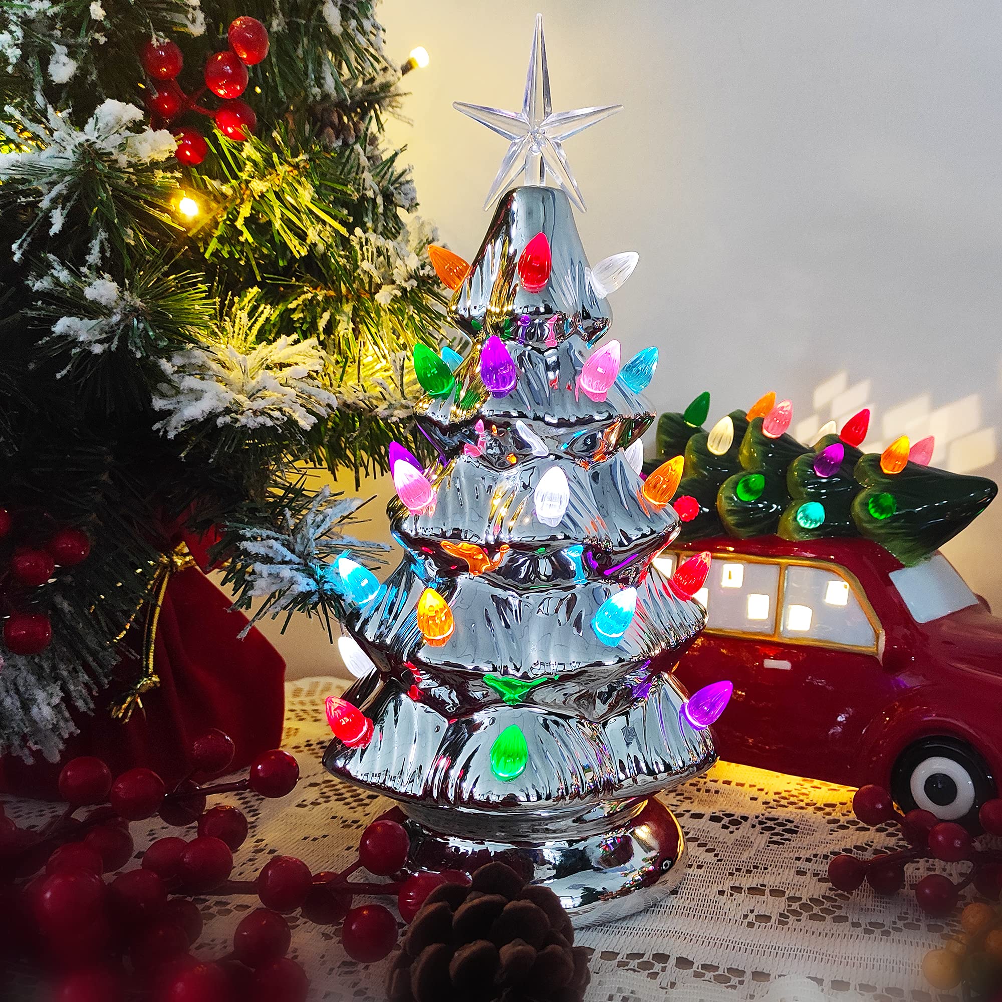 Foto 4 pulgar | Árbol De Navidad Sunnyglade De Cerámica De 11 Pulgadas Con 28 Led Y Tapa - Venta Internacional.