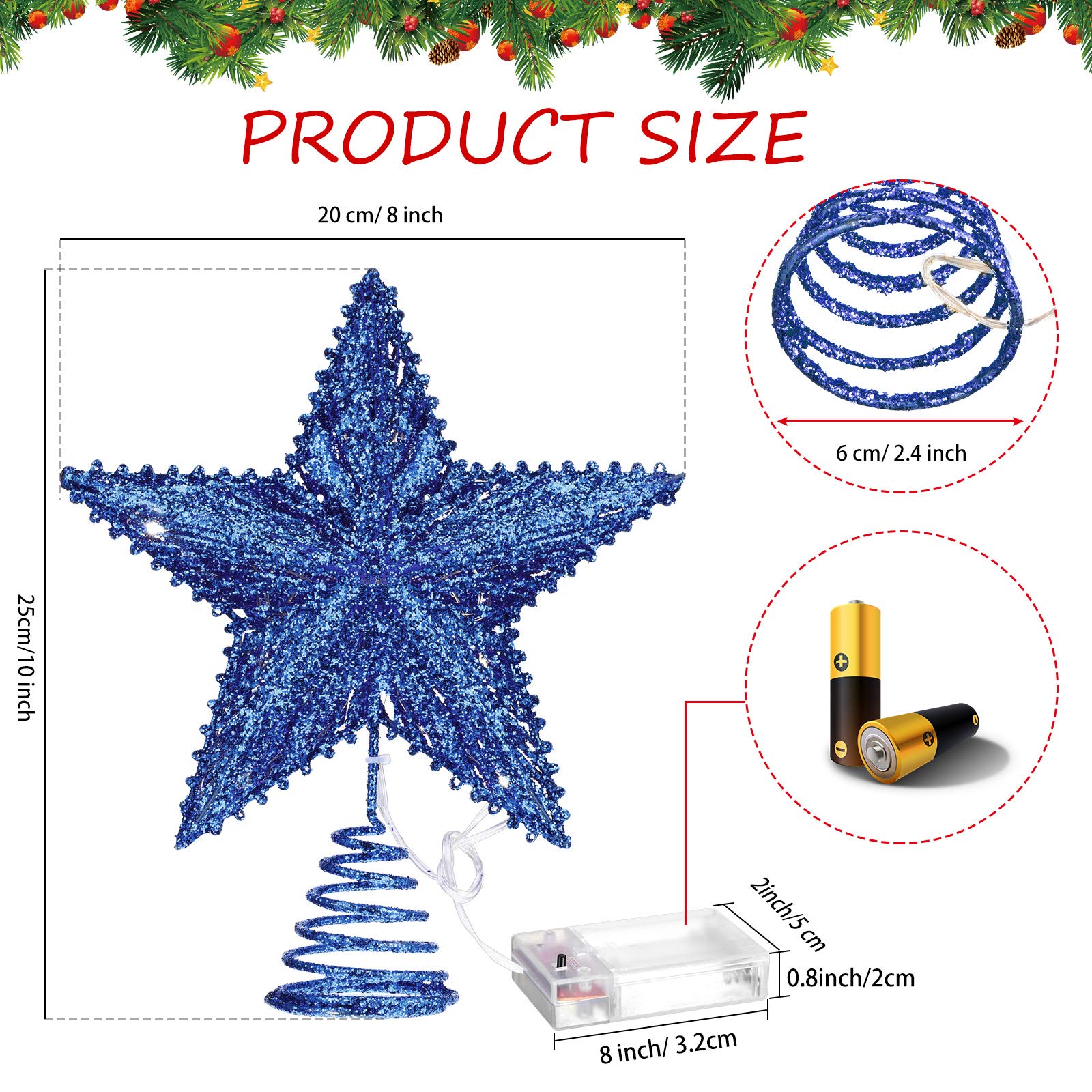 Foto 6 pulgar | Decoración Con Forma De Estrella De Navidad Aoriher, 25 Cm, Con 20 Luces Led - Venta Internacional.