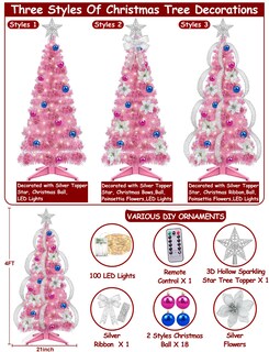 Foto 3 | Árbol de Navidad Turnmeon Rosa con Control Remoto-Venta Internacional