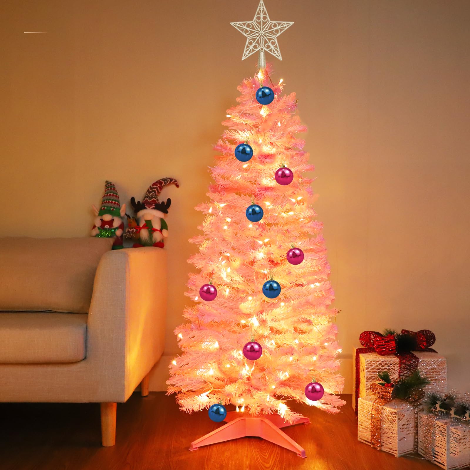 Foto 6 | Árbol de Navidad Turnmeon Rosa con Control Remoto-Venta Internacional