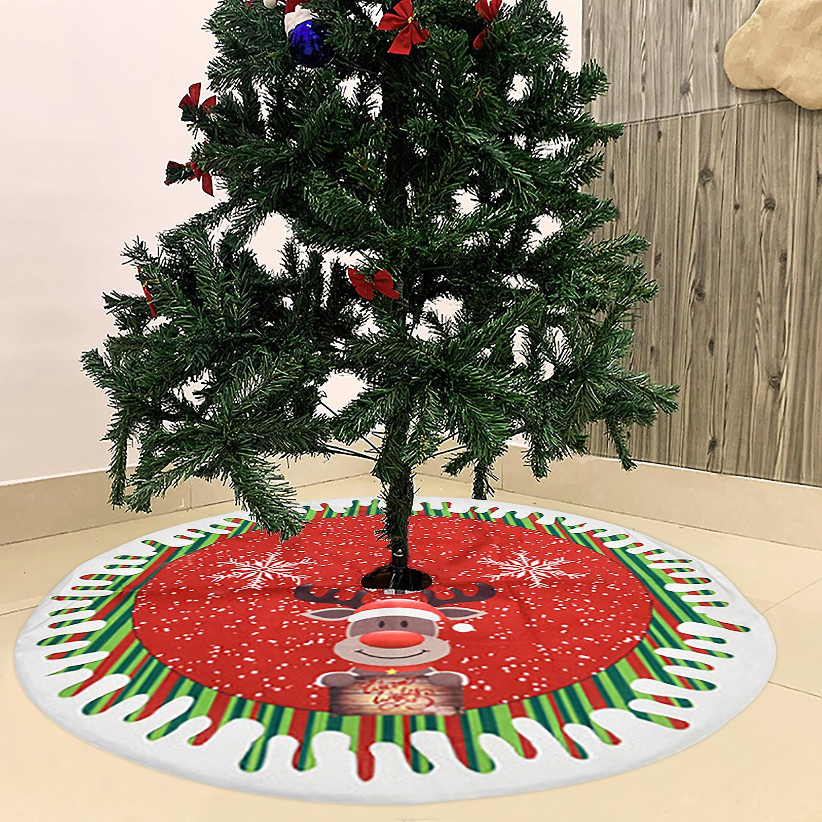 Foto 3 pulgar | Faldón De Árbol De Navidad Huoguo Con Adornos Estampados De Lino De 78 Cm - Venta Internacional.