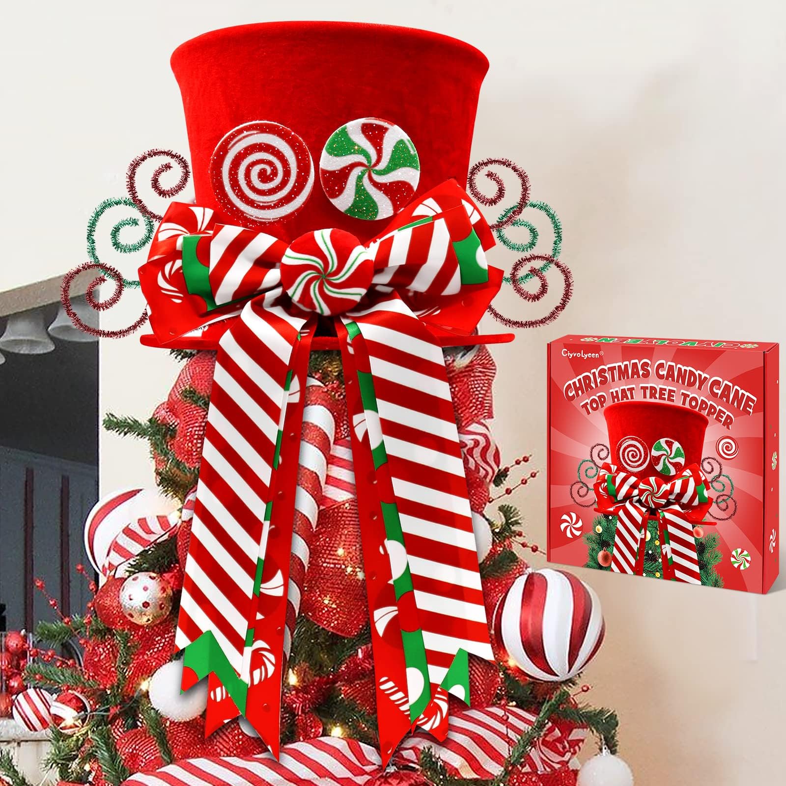 Gorro Rojo Ciyvolyeen Para Adornar El Árbol De Navidad Con Lazo De Menta - Venta Internacional. $1,394