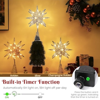 Foto 4 | Decoración Para Árbol De Navidad Luxspire Con Forma De Estrella 3d Y Temporizador Dorado - Venta Internacional.