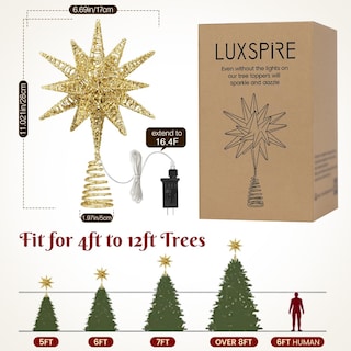 Foto 6 | Decoración Para Árbol De Navidad Luxspire Con Forma De Estrella 3d Y Temporizador Dorado - Venta Internacional.