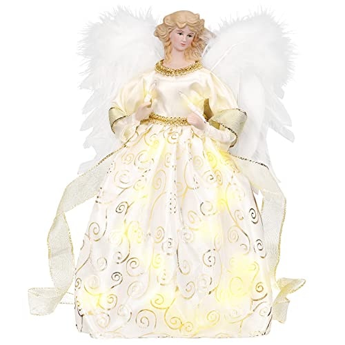 Adorno Para Árbol De Ángel Hohotime Con Alas De Plumas Blanc - Venta Internacional. $794