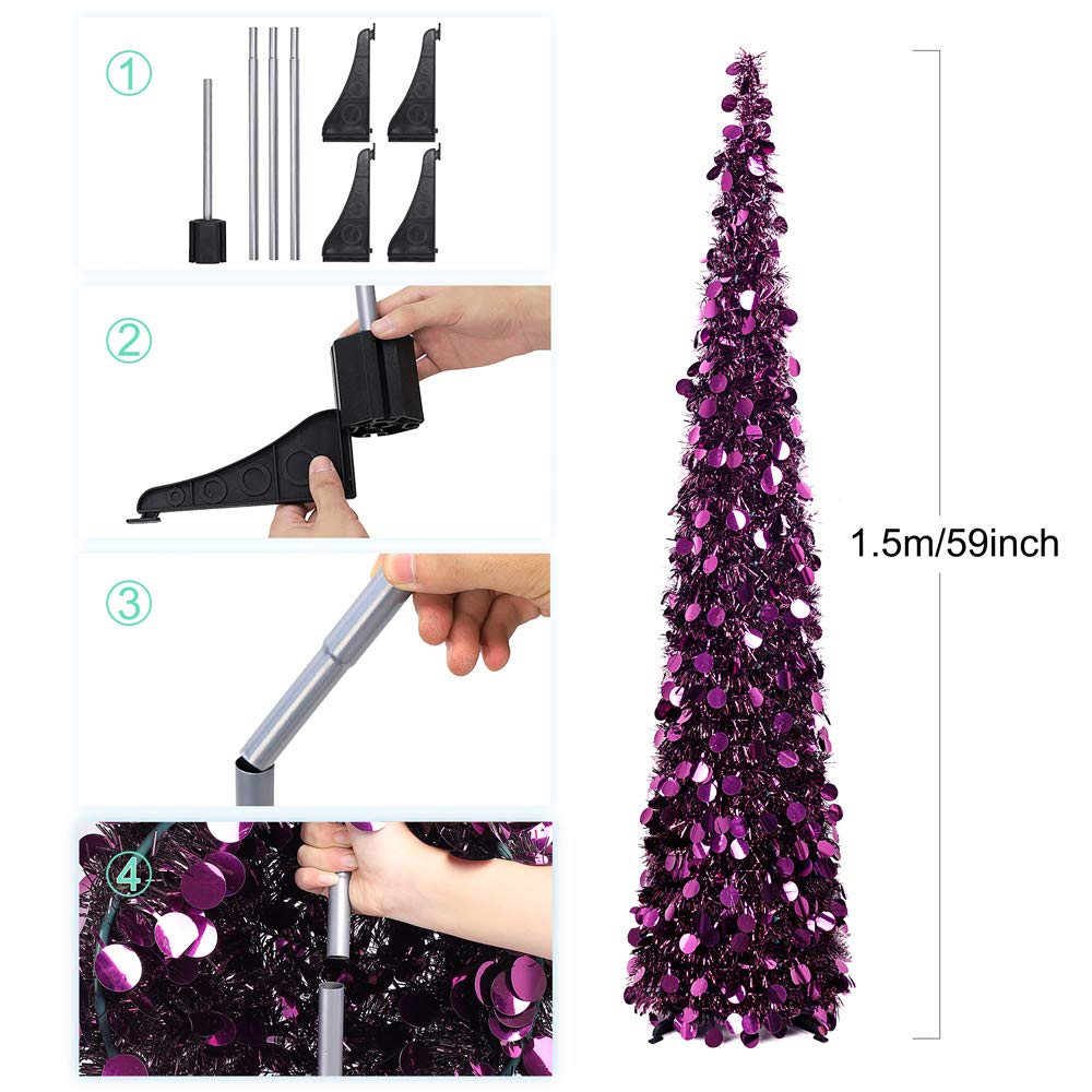 Foto 3 pulgar | Árbol De Navidad N&t Nieting De 5 Pies Con Luces, Plegable Y Desplegable - Venta Internacional.
