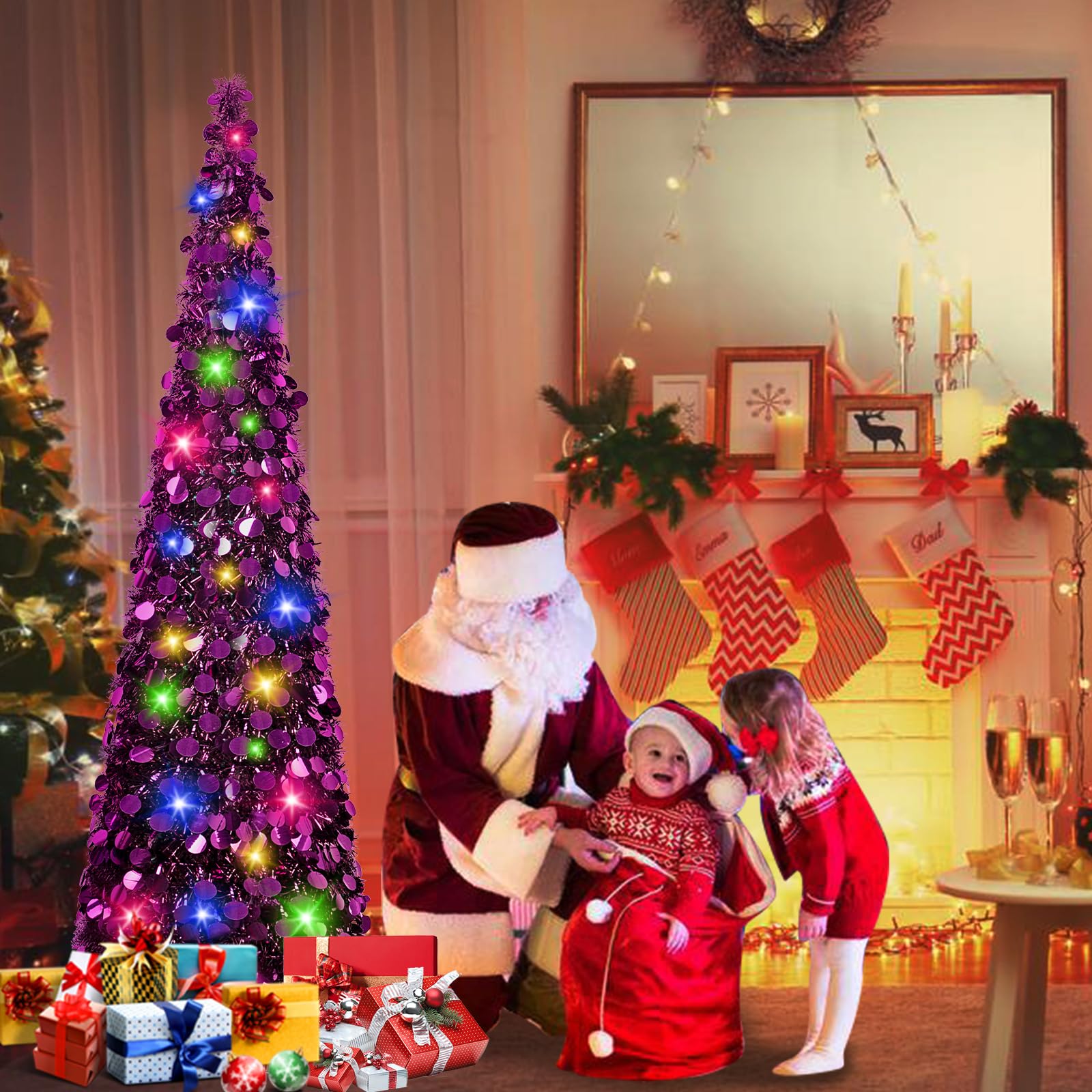 Foto 5 pulgar | Árbol De Navidad N&t Nieting De 5 Pies Con Luces, Plegable Y Desplegable - Venta Internacional.