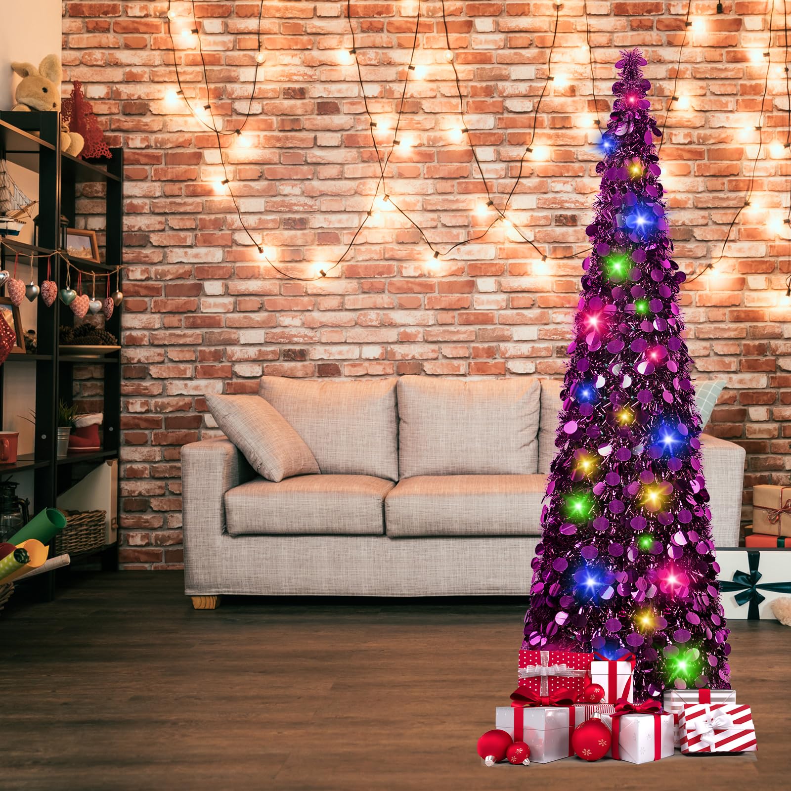Foto 6 | Árbol De Navidad N&t Nieting De 5 Pies Con Luces, Plegable Y Desplegable - Venta Internacional.