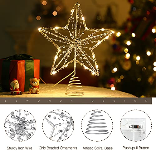 Foto 4 pulgar | Decoración Para Árbol De Navidad Lewonder Christmas Star Con Luces Plateadas - Venta Internacional.