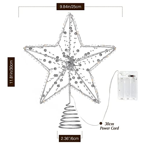 Foto 7 | Decoración Para Árbol De Navidad Lewonder Christmas Star Con Luces Plateadas - Venta Internacional.