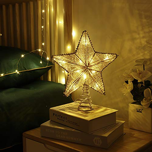 Foto 4 pulgar | Decoración Para Árbol De Navidad Lewondr Star Con Luces Y Lentejuelas - Venta Internacional.