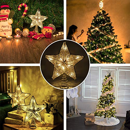 Foto 6 pulgar | Decoración Para Árbol De Navidad Lewondr Star Con Luces Y Lentejuelas - Venta Internacional.