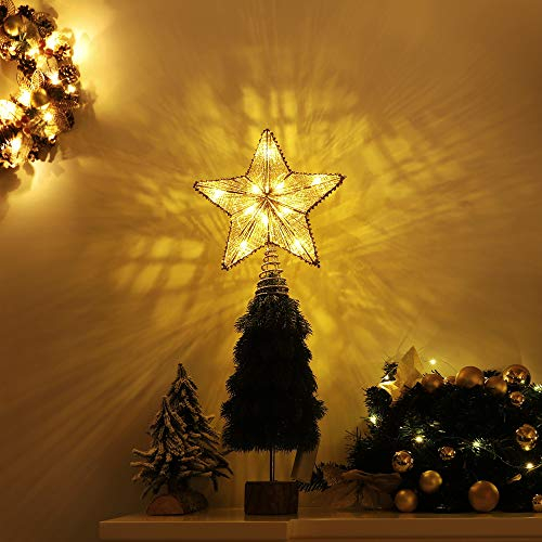 Foto 7 pulgar | Decoración Para Árbol De Navidad Lewondr Star Con Luces Y Lentejuelas - Venta Internacional.