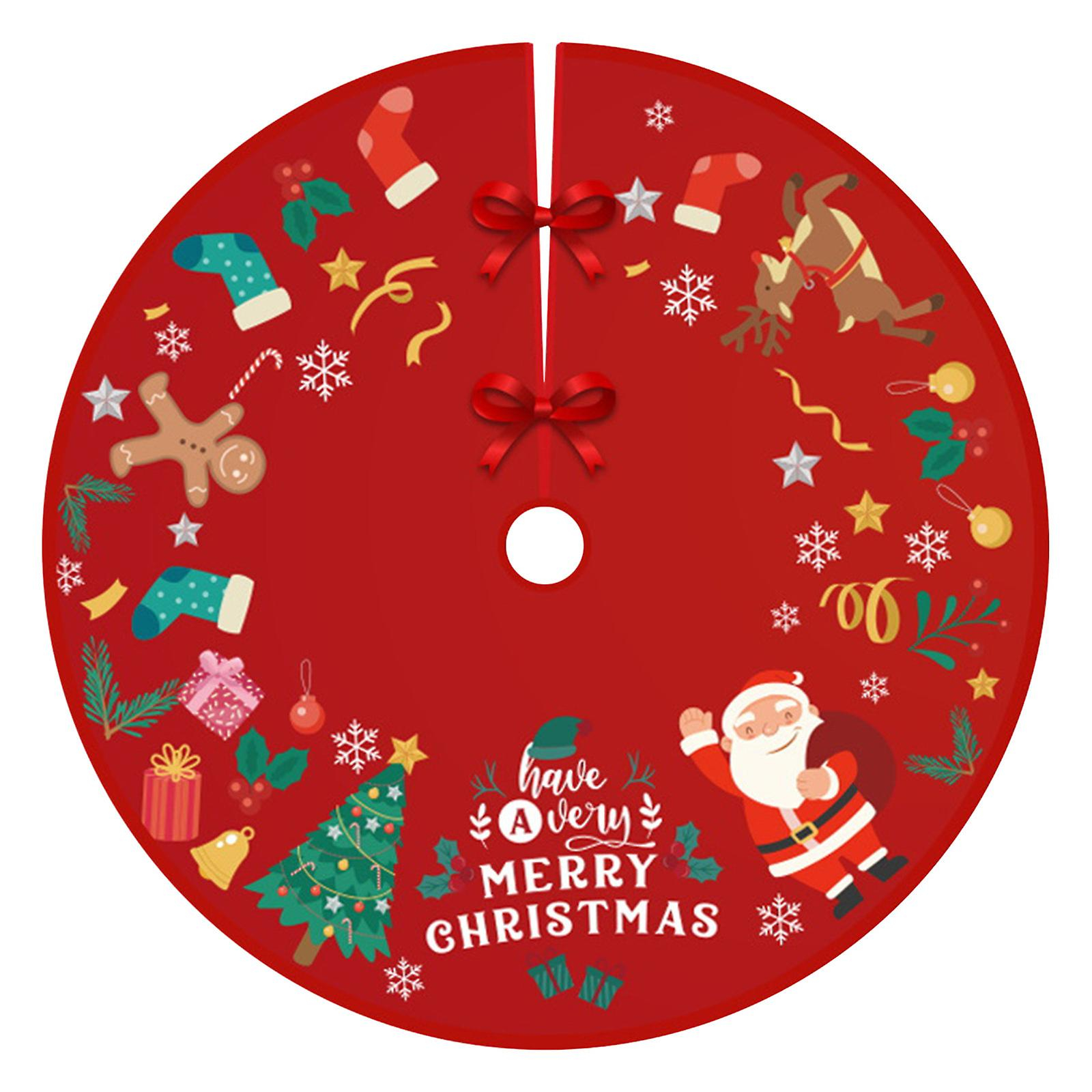Foto 1 | Faldón Para Árbol De Navidad Huoguo, Estampado En Lino, 98 Cm De Diámetro - Venta Internacional.