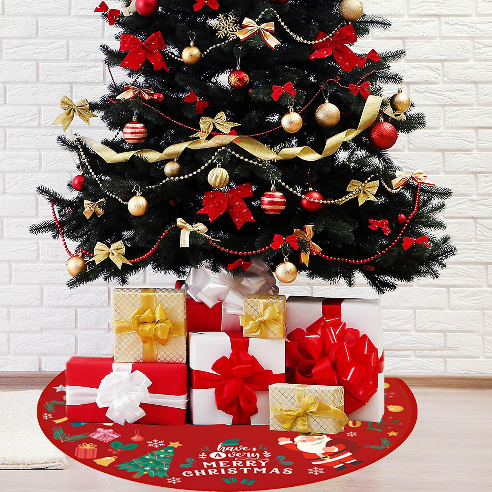 Foto 3 pulgar | Faldón Para Árbol De Navidad Huoguo, Estampado En Lino, 98 Cm De Diámetro - Venta Internacional.