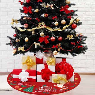 Foto 2 | Faldón Para Árbol De Navidad Huoguo, Estampado En Lino, 98 Cm De Diámetro - Venta Internacional.