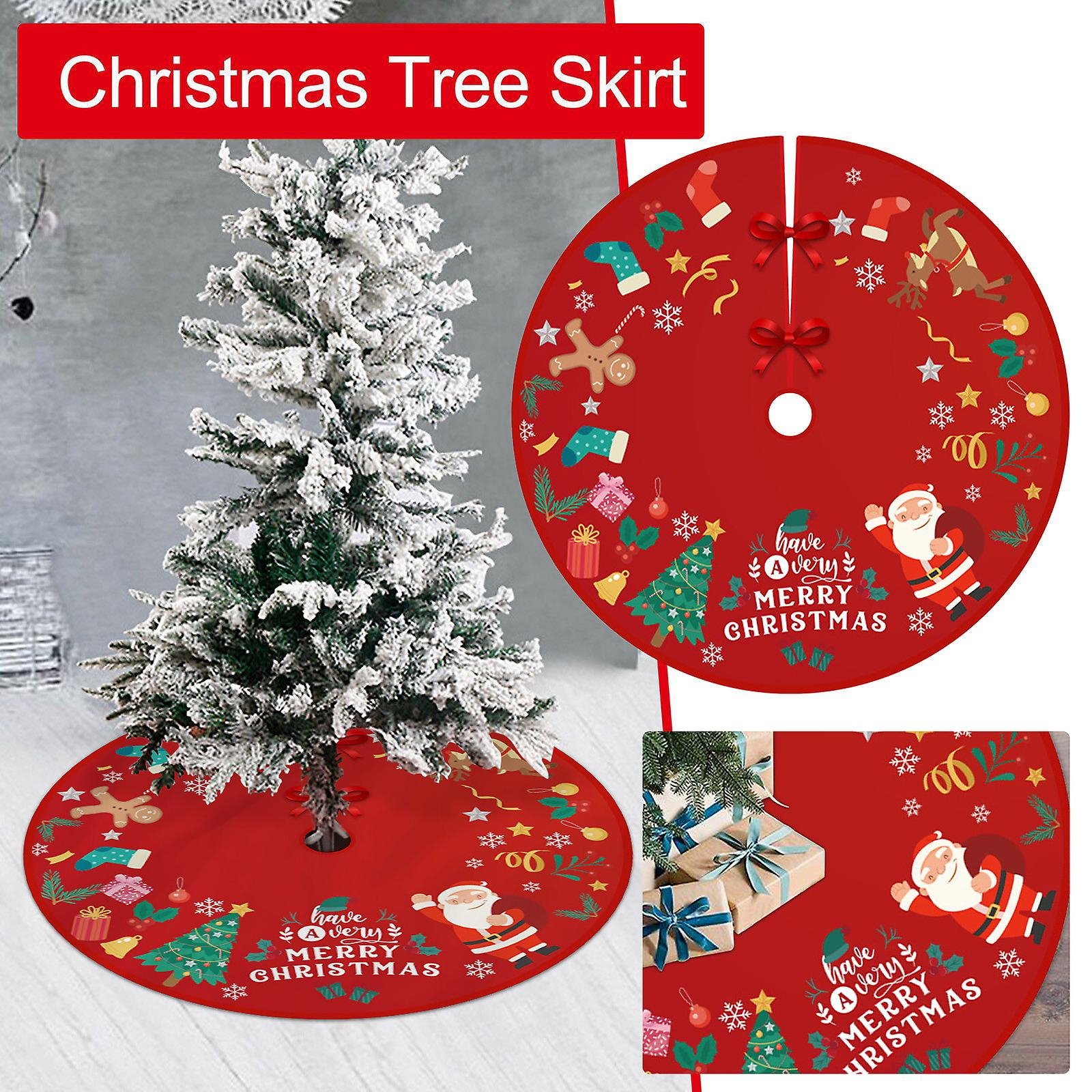 Foto 4 pulgar | Faldón Para Árbol De Navidad Huoguo, Estampado En Lino, 98 Cm De Diámetro - Venta Internacional.